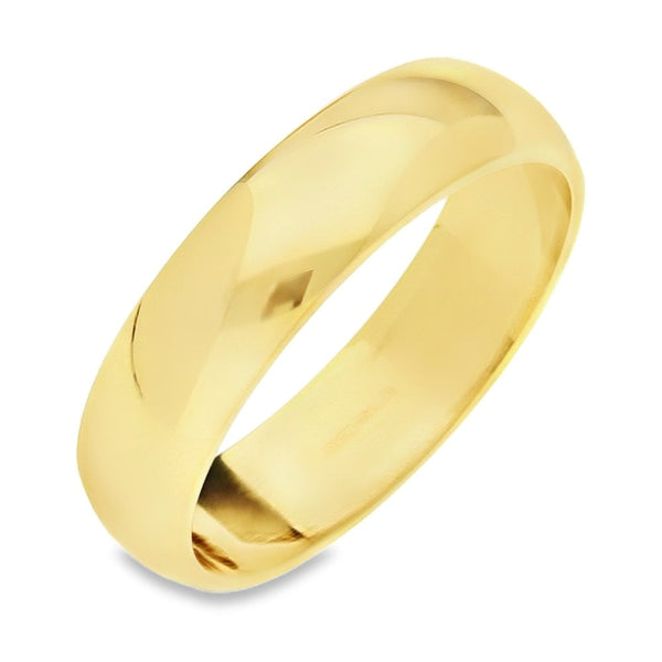 18ct Yellow Gold D Shape Men's Wedding Ring - 9.7g