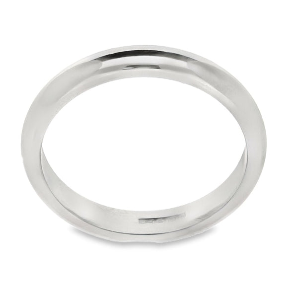 18ct White Gold D-Shape Wedding Ring - Size M - 3mm