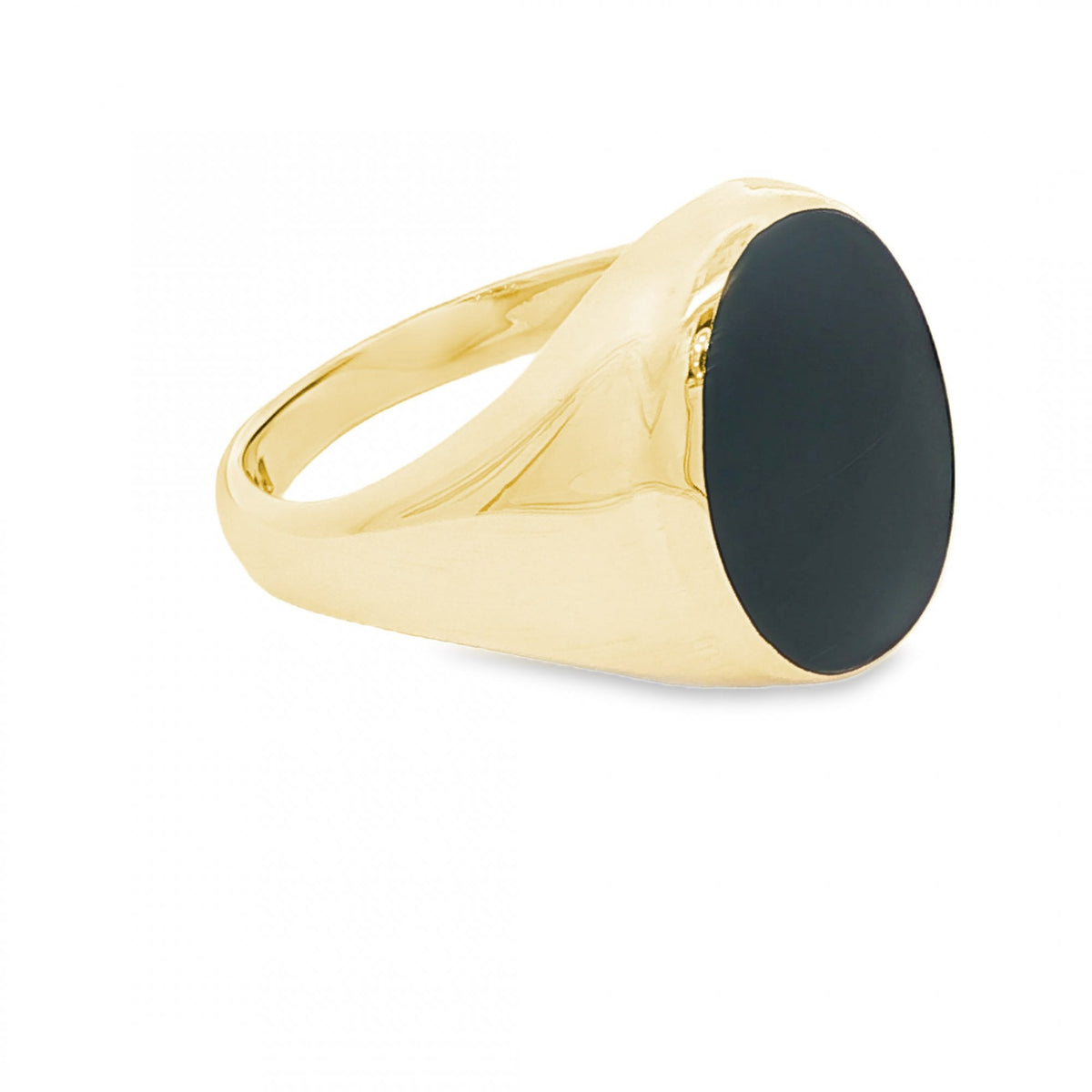 9ct Yellow Gold Oval Onyx Signet Ring - Size U½ - 17mm
