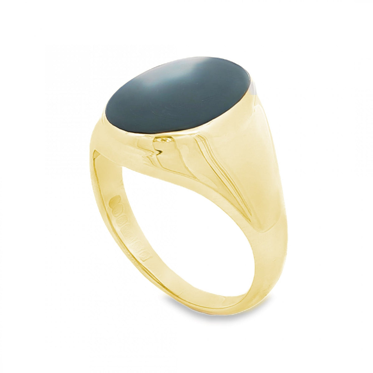 9ct Yellow Gold Oval Onyx Signet Ring - Size U½ - 17mm