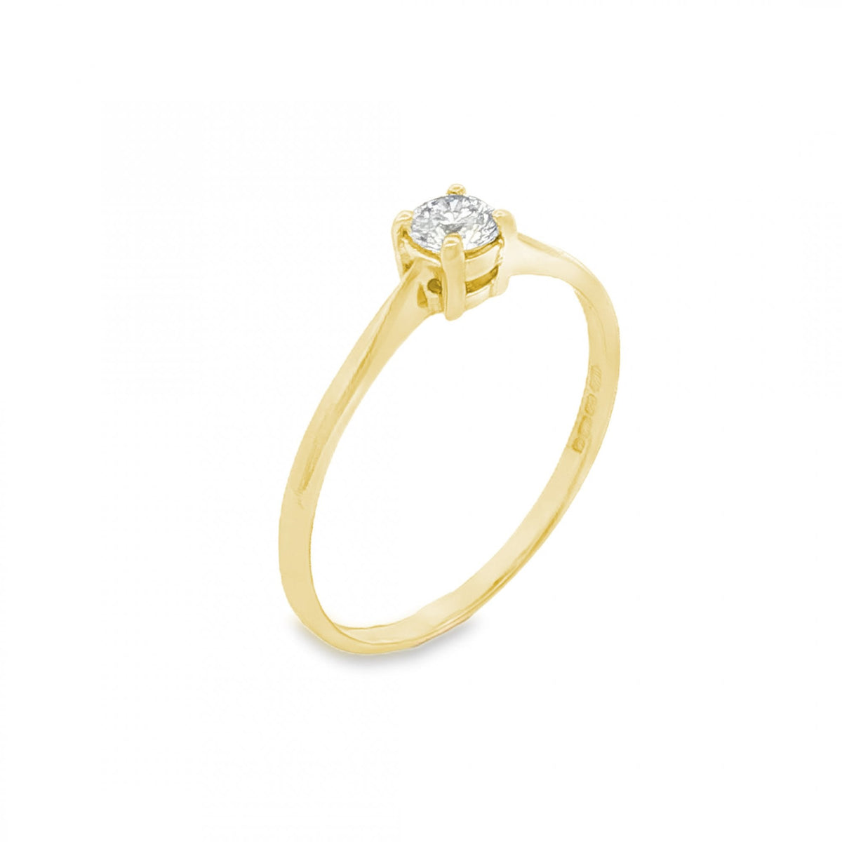 9ct Yellow Gold Diamond Engagement Ring - Size P - 0.25ct