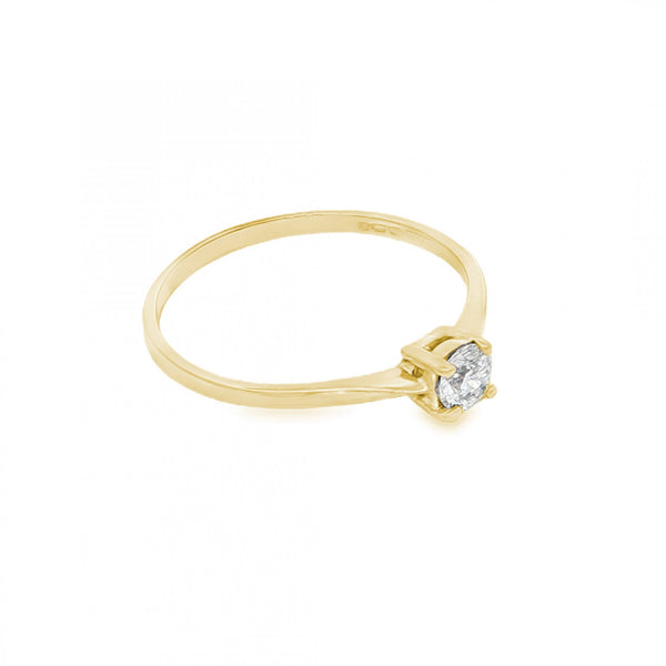 9ct Yellow Gold Diamond Engagement Ring - Size P - 0.25ct