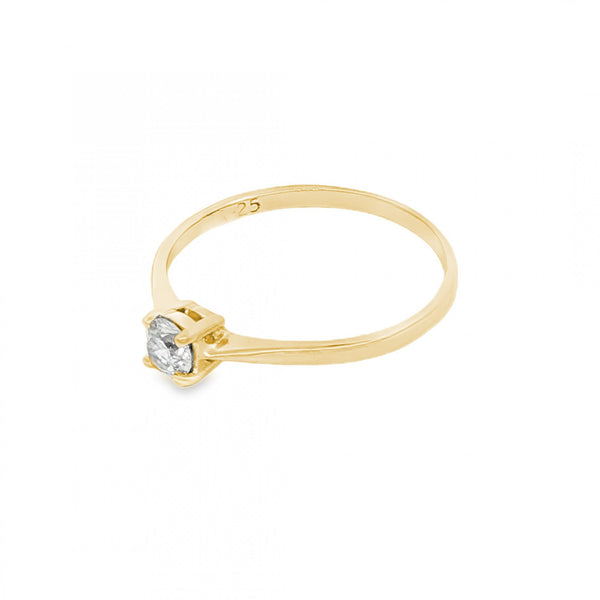 9ct Yellow Gold Diamond Engagement Ring - Size P - 0.25ct