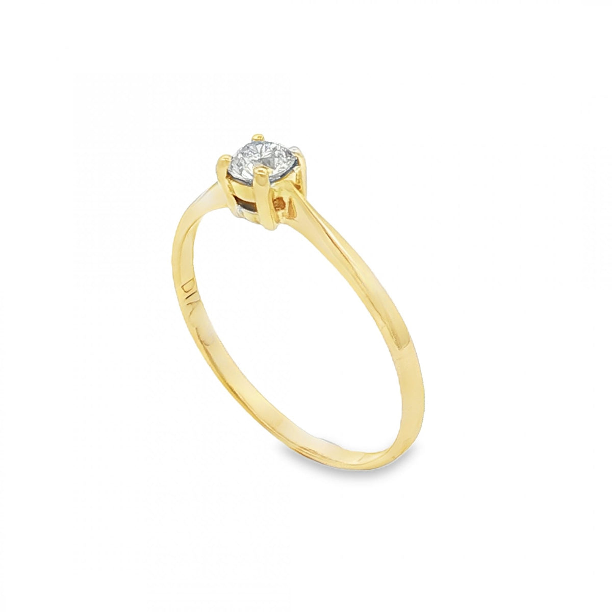 9ct Yellow Gold Diamond Engagement Ring - Size P - 0.25ct
