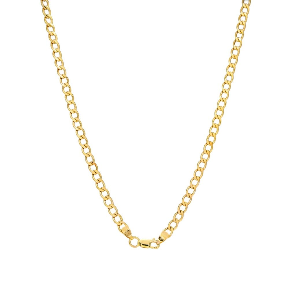 9ct Yellow Gold Curb Chain & T-Bar Pendant - 18" - 4.1g