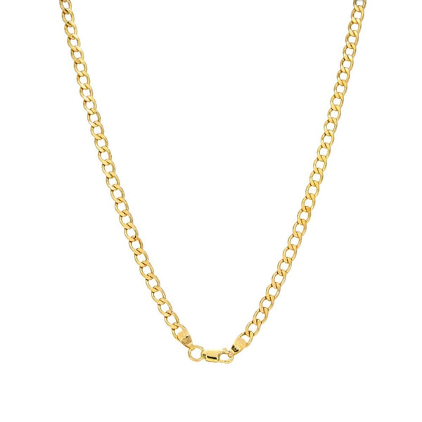 9ct Yellow Gold Curb Chain & T-Bar Pendant - 18" - 4.1g