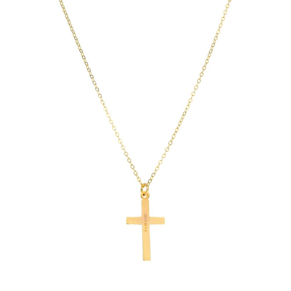 9ct Yellow Gold Sunburst Cross Pendant & Necklace - 18" - 1.4g