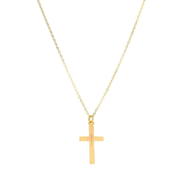 9ct Yellow Gold Sunburst Cross Pendant & Necklace - 18" - 1.4g