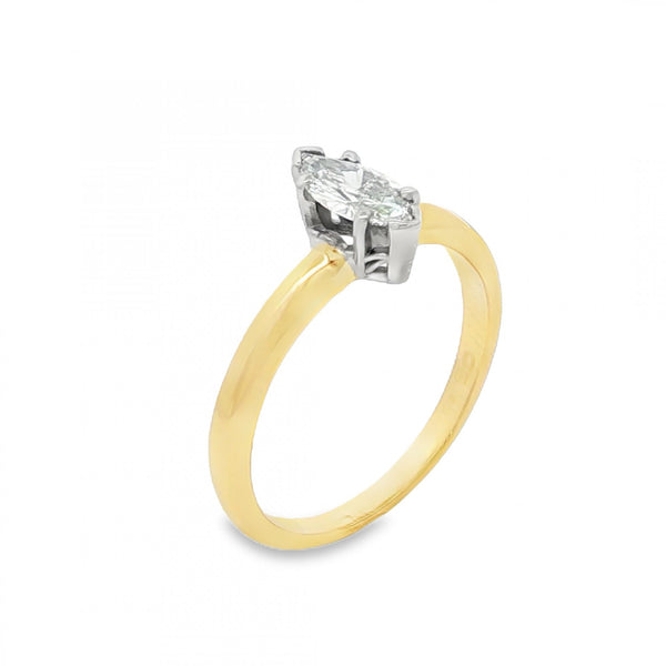 18ct Yellow Gold Marquise Diamond Engagement Ring - 0.50ct