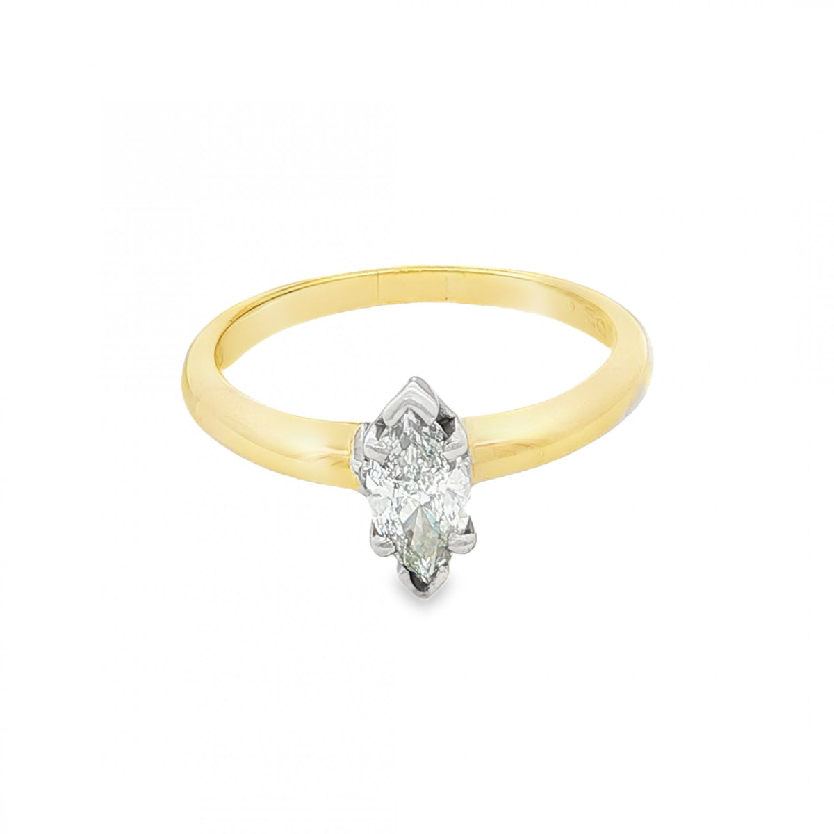 18ct Yellow Gold Marquise Diamond Engagement Ring - 0.50ct