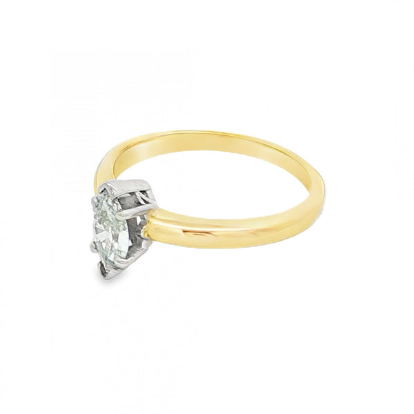 18ct Yellow Gold Marquise Diamond Engagement Ring - 0.50ct