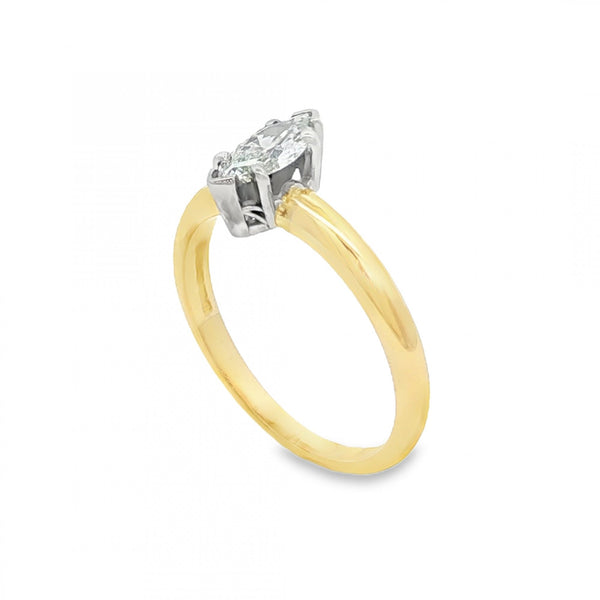 18ct Yellow Gold Marquise Diamond Engagement Ring - 0.50ct