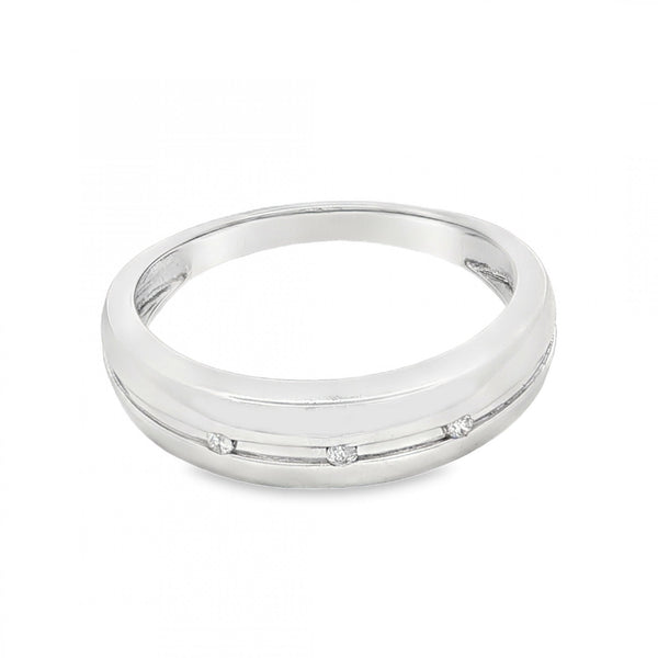 9ct White Gold Diamond Scatter Ring - Size Y - 0.05ct