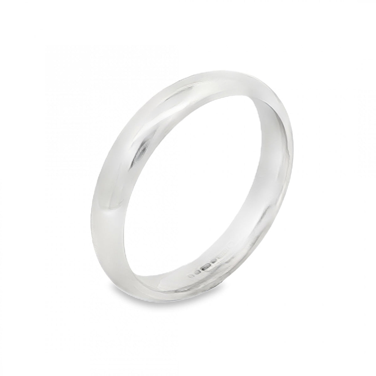 18ct White Gold Court Wedding Band - Size W - 4mm