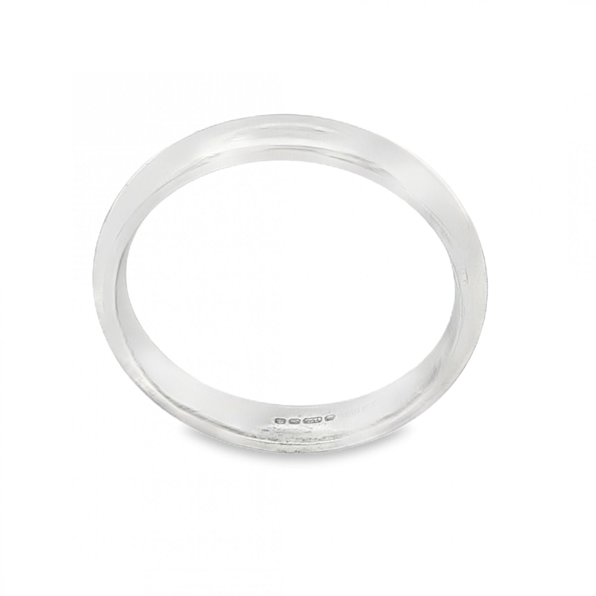 18ct White Gold Court Wedding Band - Size W - 4mm