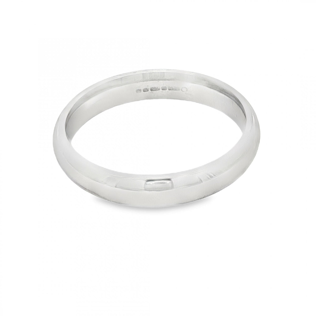 18ct White Gold Court Wedding Band - Size W - 4mm
