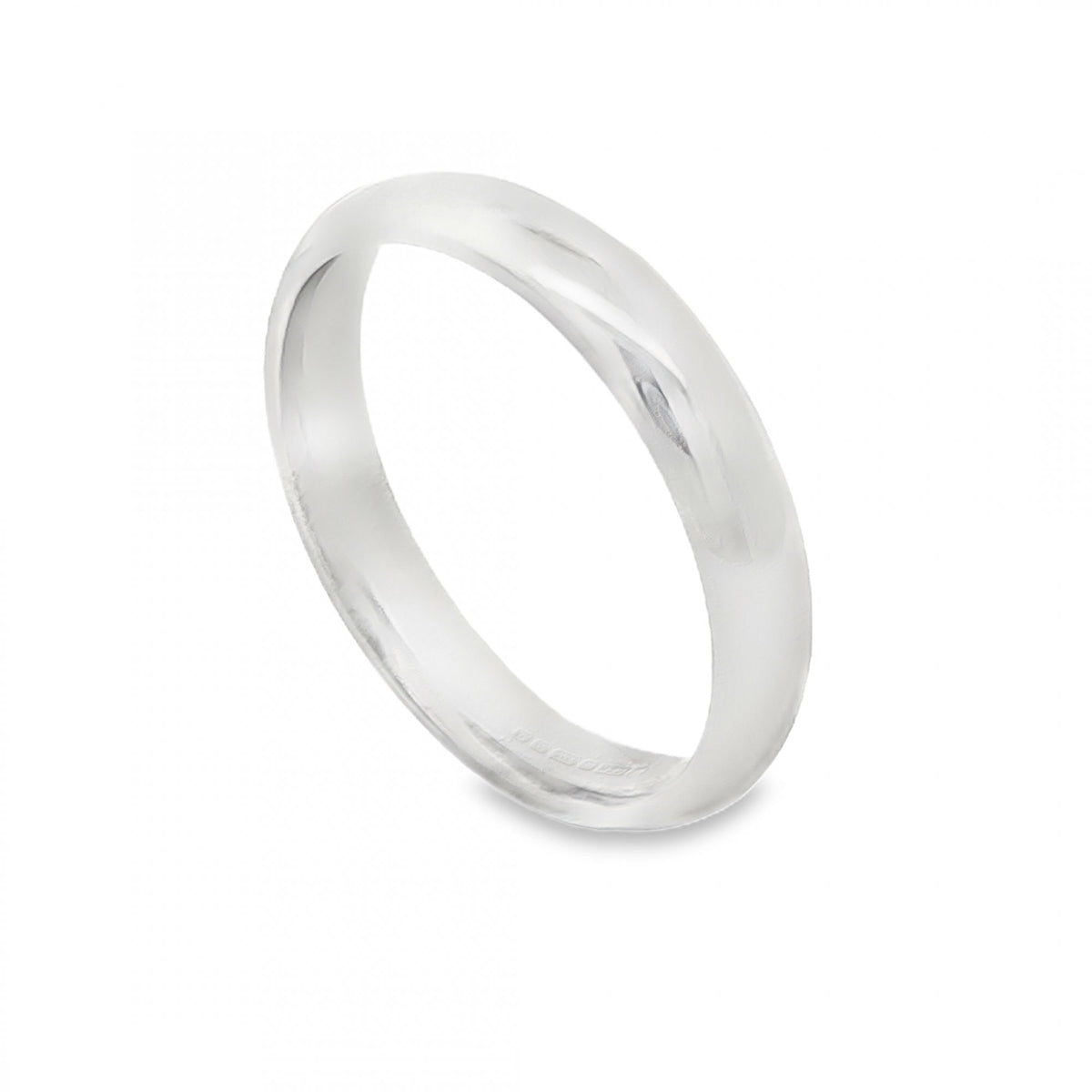18ct White Gold Court Wedding Band - Size W - 4mm