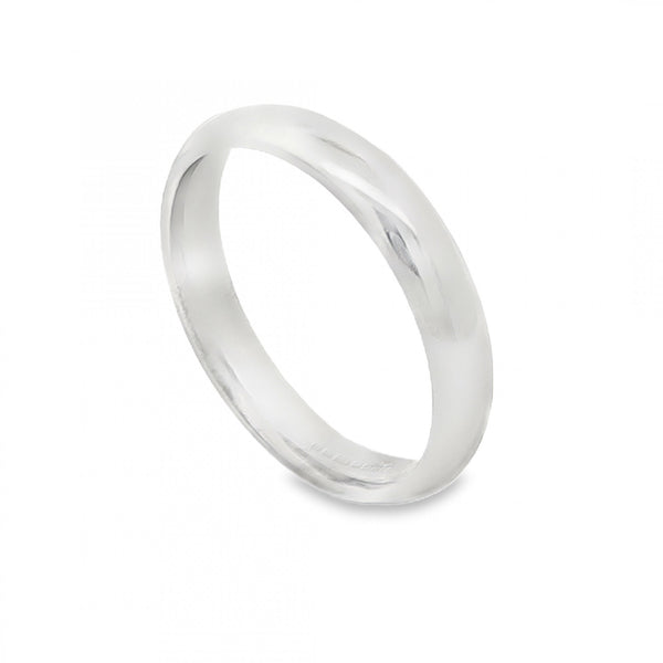 18ct White Gold Court Wedding Band - Size W - 4mm