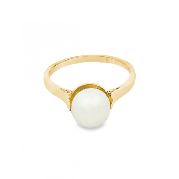 9ct Yellow Gold Pearl Dress Ring - Size N½ - 2.7g