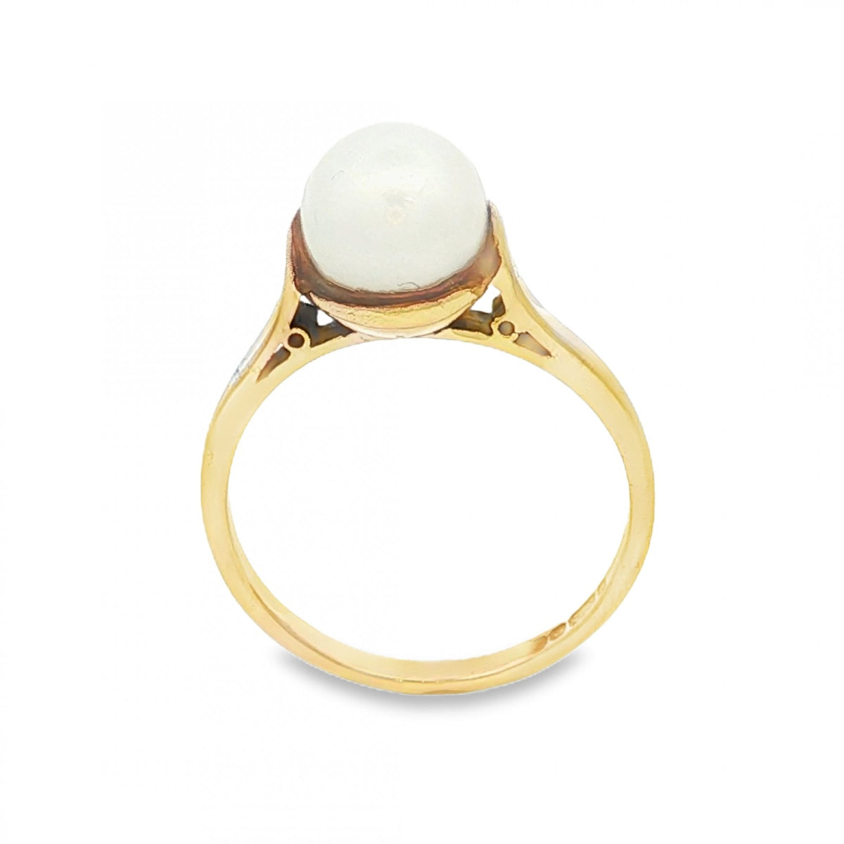 9ct Yellow Gold Pearl Dress Ring - Size N½ - 2.7g