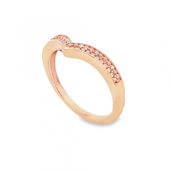 9ct Rose Gold Diamond Wishbone Ring - Size P - 0.25ct