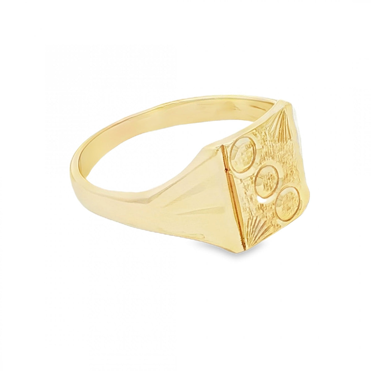 9ct Yellow Gold Engraved Signet Ring - Size Y - 12mm