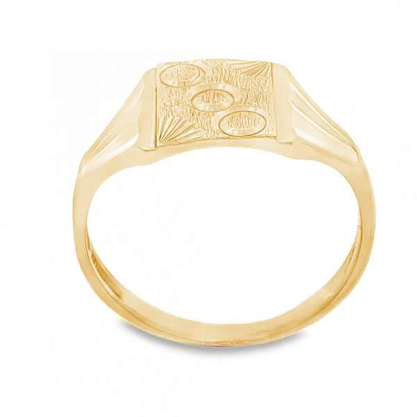 9ct Yellow Gold Engraved Signet Ring - Size Y - 12mm