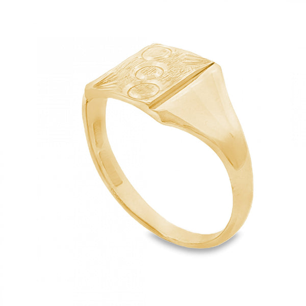9ct Yellow Gold Engraved Signet Ring - Size Y - 12mm