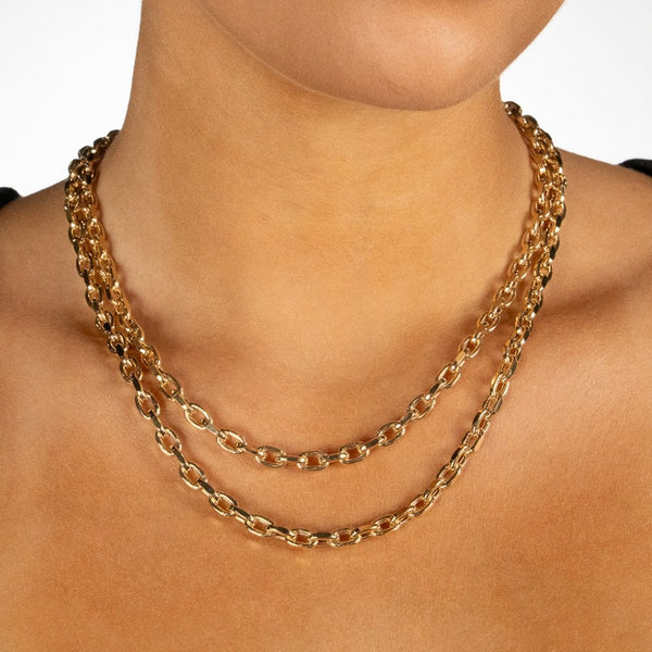 9ct Yellow Gold Oval Belcher Chain - 20" - 21.1g