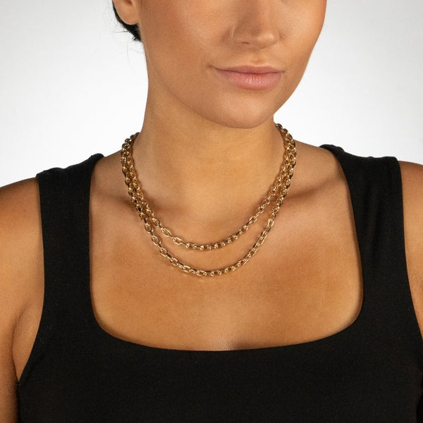 9ct Yellow Gold Oval Belcher Chain - 18" - 19.1g