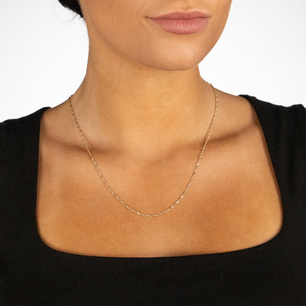 9ct Yellow Gold Twist Curb Singapore Chain - 2mm - 22" - 4.2g