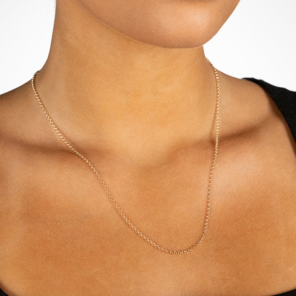 9ct Yellow Gold Fine Belcher Chain - 18" - 0.9g