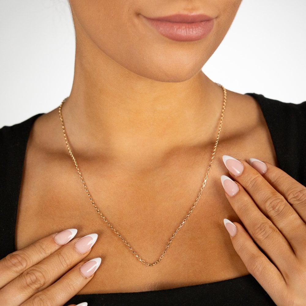 9ct Yellow Gold Oval Belcher Chain - 18" - 1.9g