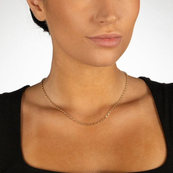 9ct Yellow Gold Oval Belcher Chain - 20" - 3.7g