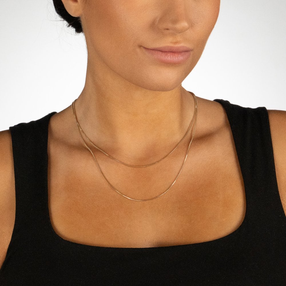 9ct Yellow Gold Fine Box Chain - 20" - 1.6g