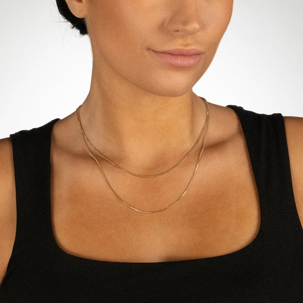 9ct Yellow Gold Fine Box Chain - 20" - 1.6g