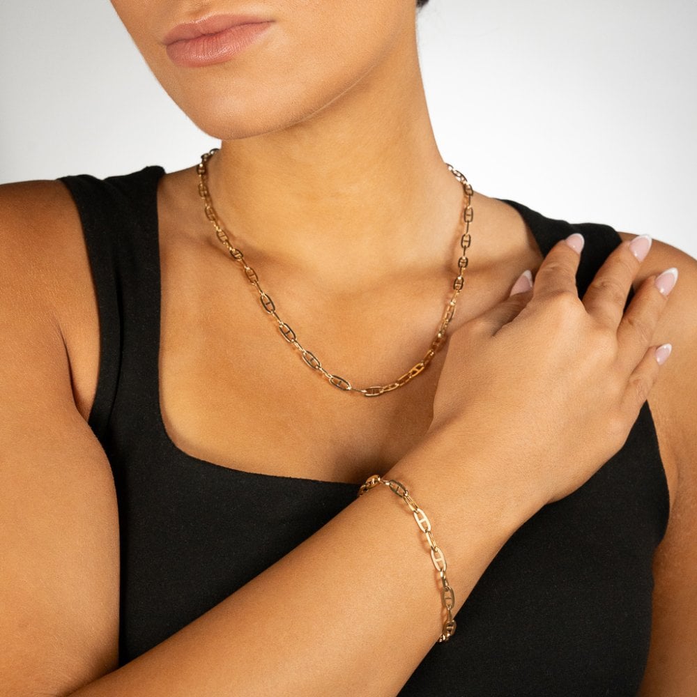 9ct Yellow Gold Anchor Bracelet - 7.5" - 3.7g