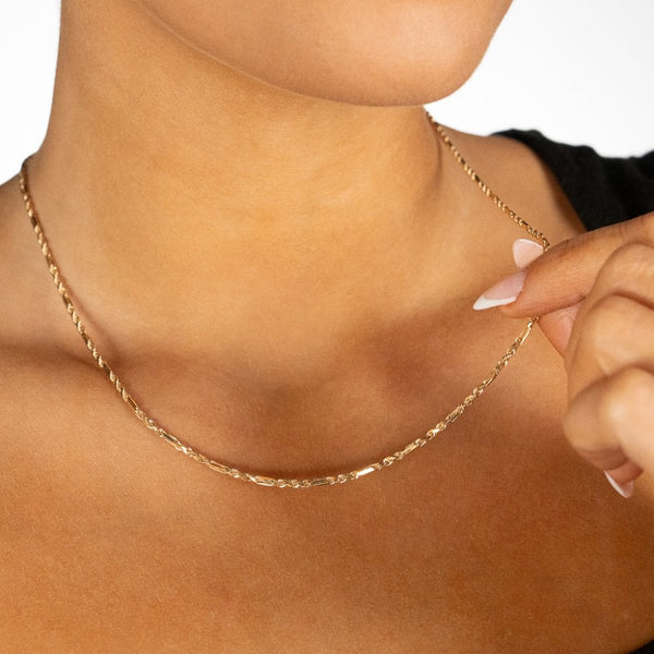 9ct Yellow Gold Figaro Rope Chain - 22" - 7.0g