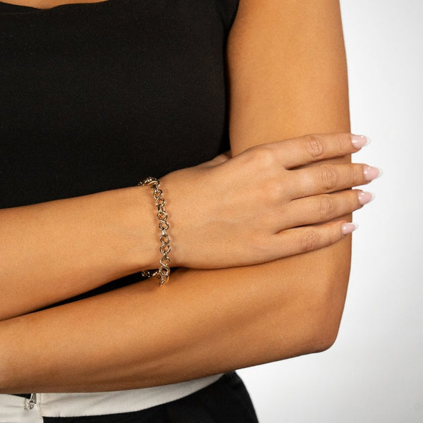 9ct Yellow Gold Hollow Infinity Link Bracelet - 8" - 5.5g