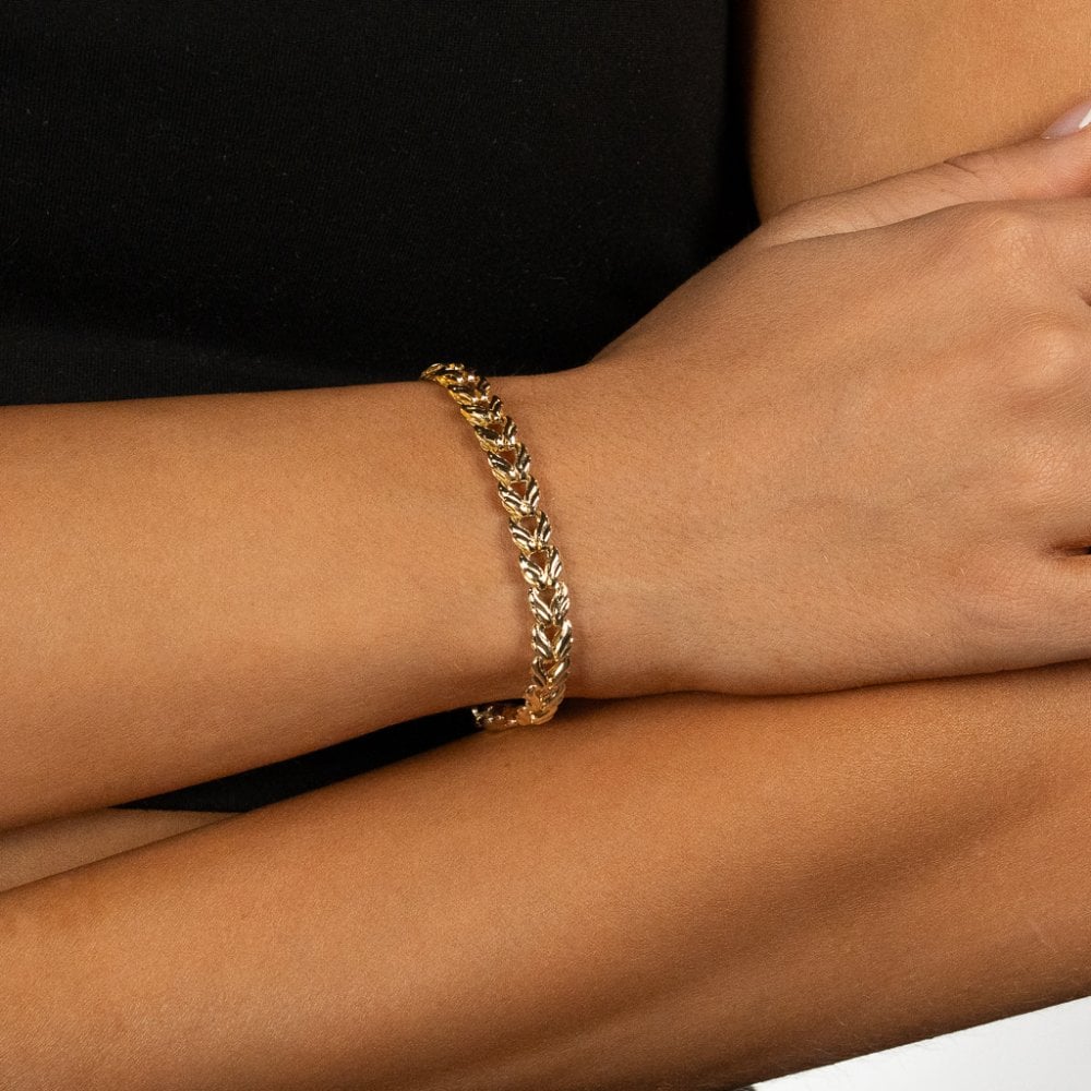 9ct Yellow Gold CZ Open Heart Bracelet - 7.5" - 5.3g