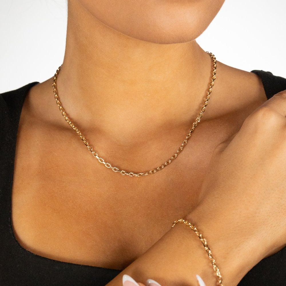 9ct Yellow Gold Hollow Belcher Chain - 18" - 6.7g