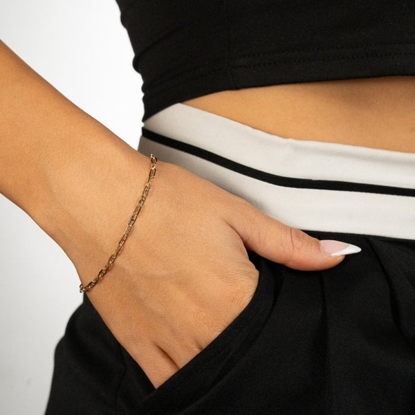 9ct Yellow Gold Fine Anchor Bracelet - 7.5" - 3.6g