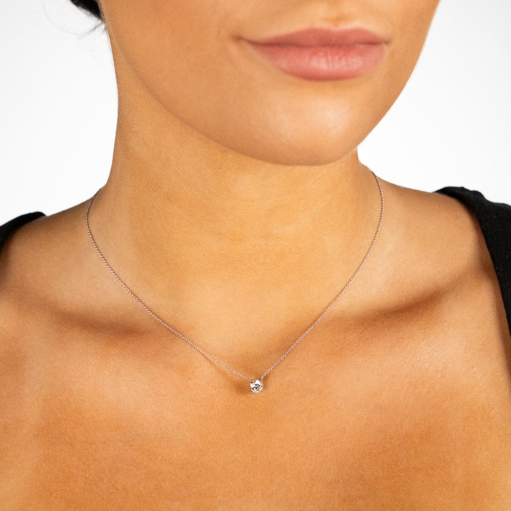 0.50ct White Gold Certified Diamond Pendant & Chain - D/VS1