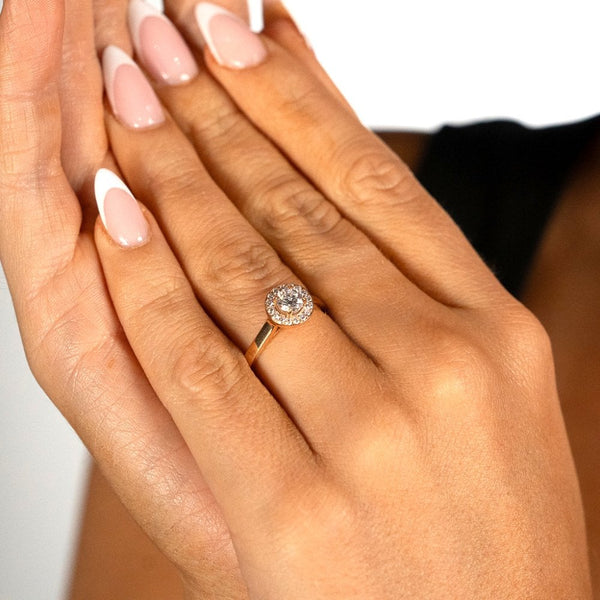 0.70ct Rose Gold Certified Diamond Halo Engagement Ring - D/VS1
