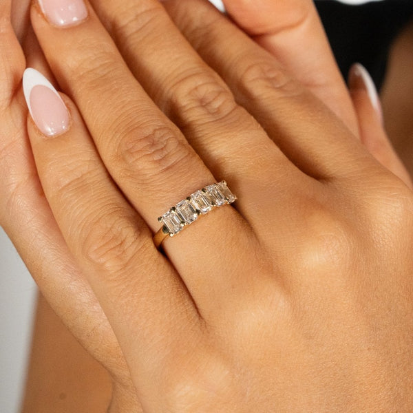 2.15ct Yellow Gold Emerald-Cut Diamond Half-Eternity Ring - F/VS