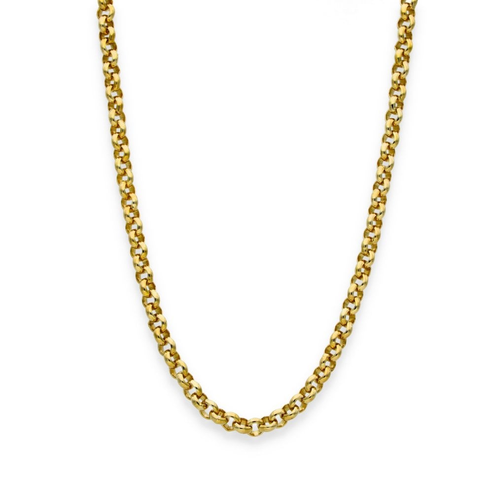 9ct Yellow Gold Round Belcher Chain - 21" - 24.3g