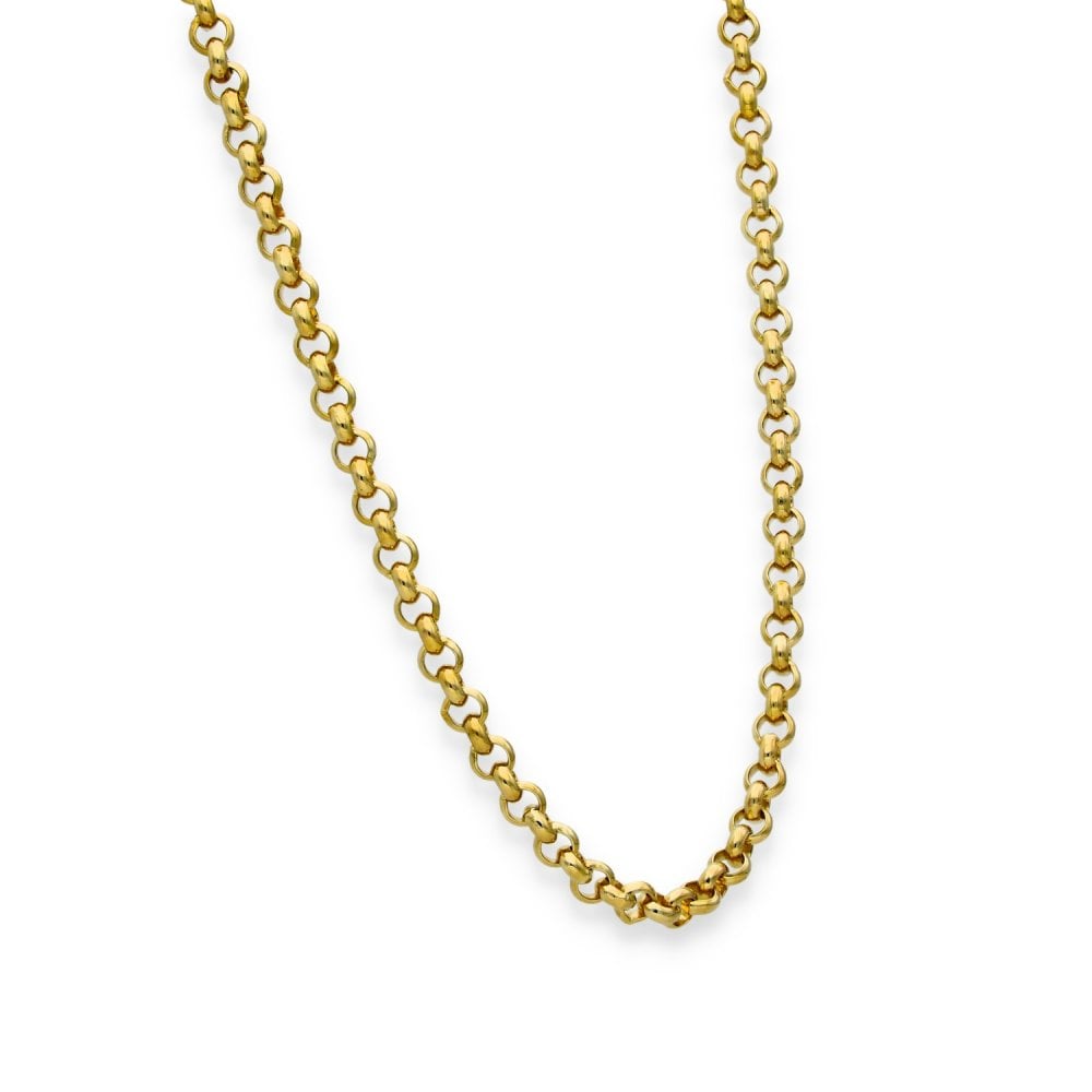 9ct Yellow Gold Round Belcher Chain - 21" - 24.3g