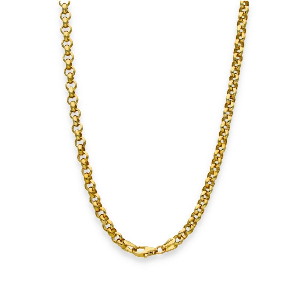 9ct Yellow Gold Round Belcher Chain - 21" - 24.3g
