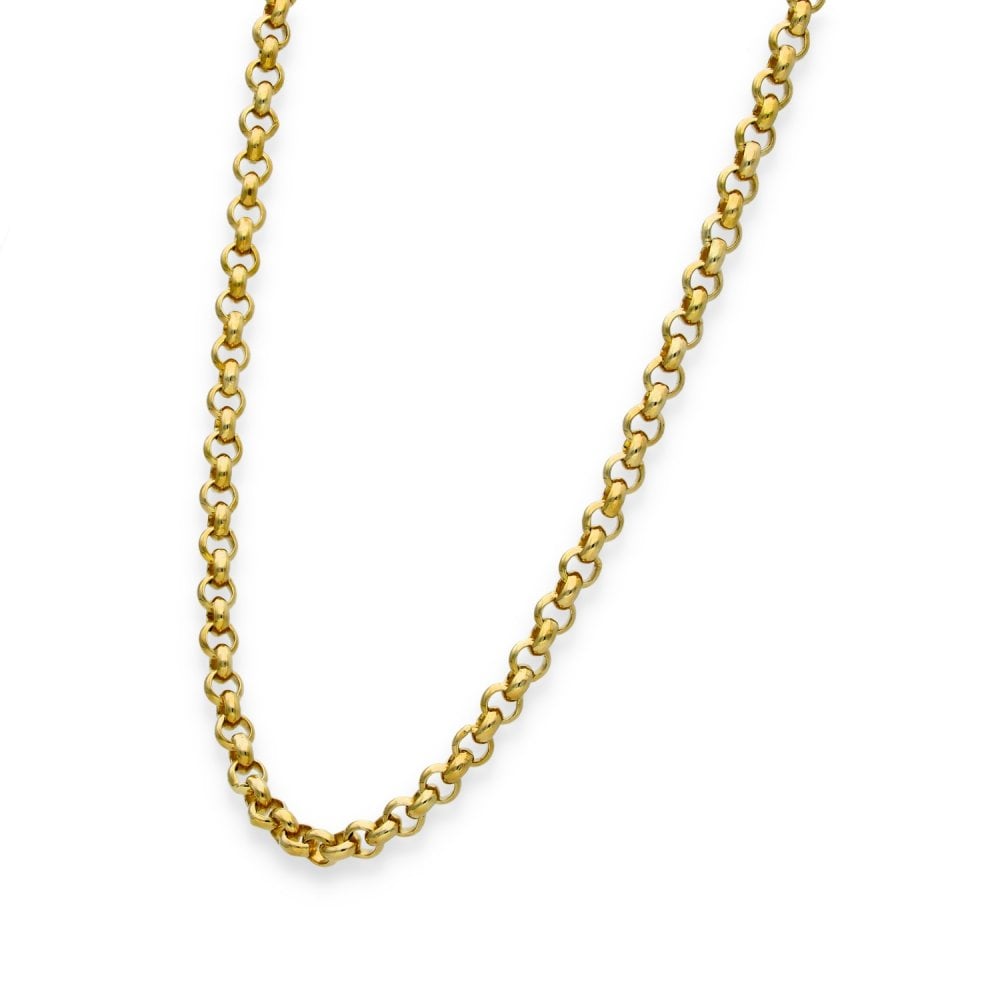 9ct Yellow Gold Round Belcher Chain - 21" - 24.3g