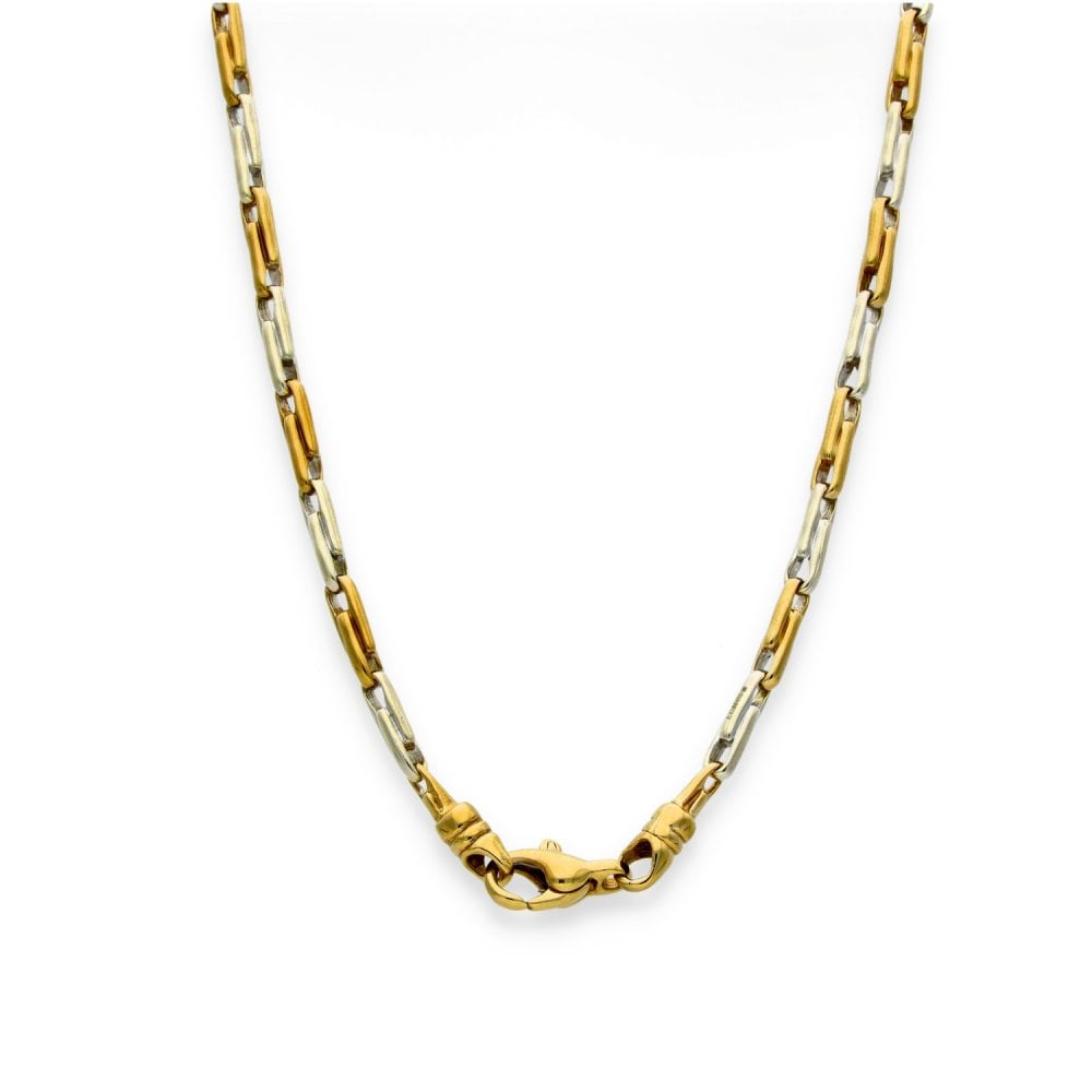 9ct Multi-Tone Gold Fancy-Link Chain - 20" - 20.1g